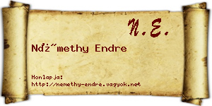 Némethy Endre névjegykártya